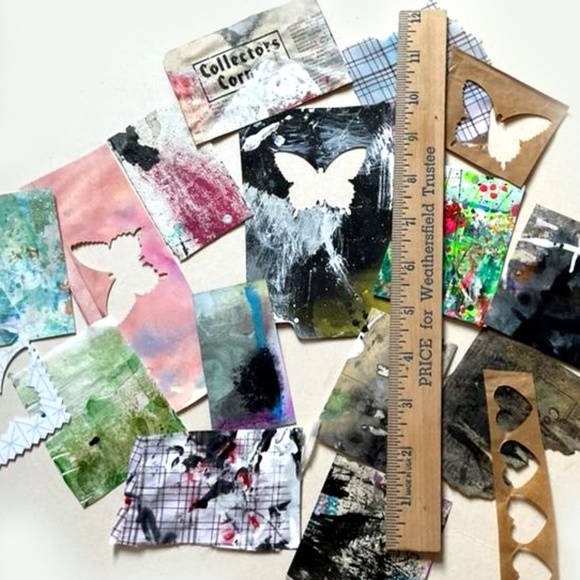 Junk Journal Pack  15+ Hand painted Pieces, Great for scrapbooking, collage - Picture 3 of 11